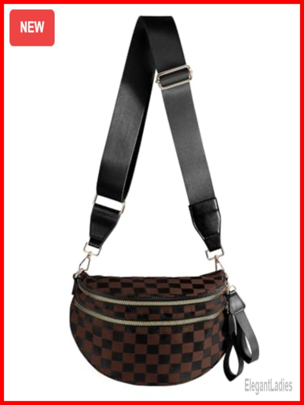Checkered Pattern Crossbody Bag Convertible Fanny Pack Belt Bag with Adjustable